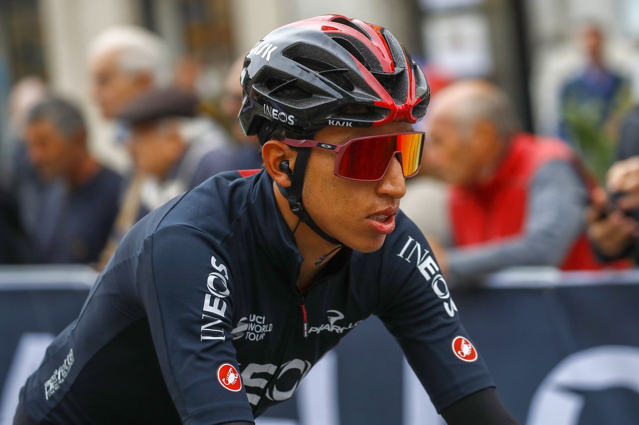 Egan Bernal (Team Ineos) heads to the start of of Milano-Torino