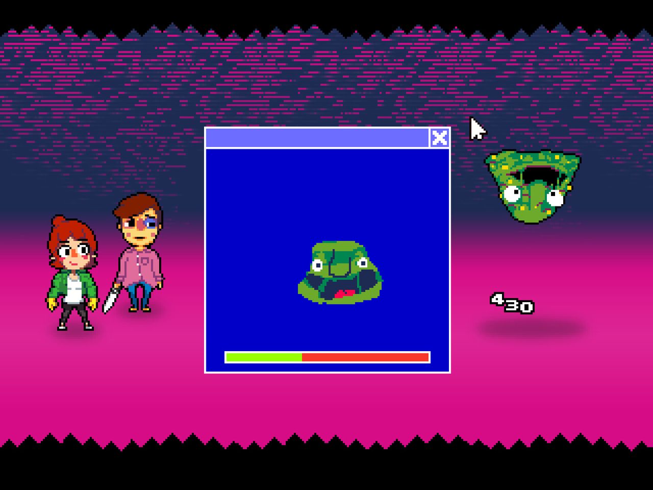 Pixel-art screenshot from indie RPG knuckle sandwich