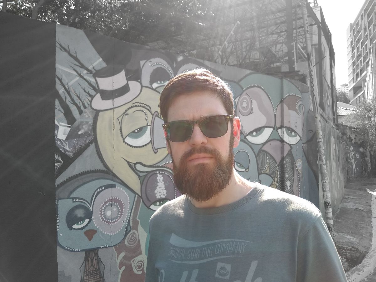 This tool turns the background to black and white with a single tap, but there are still remnants of color in this example.