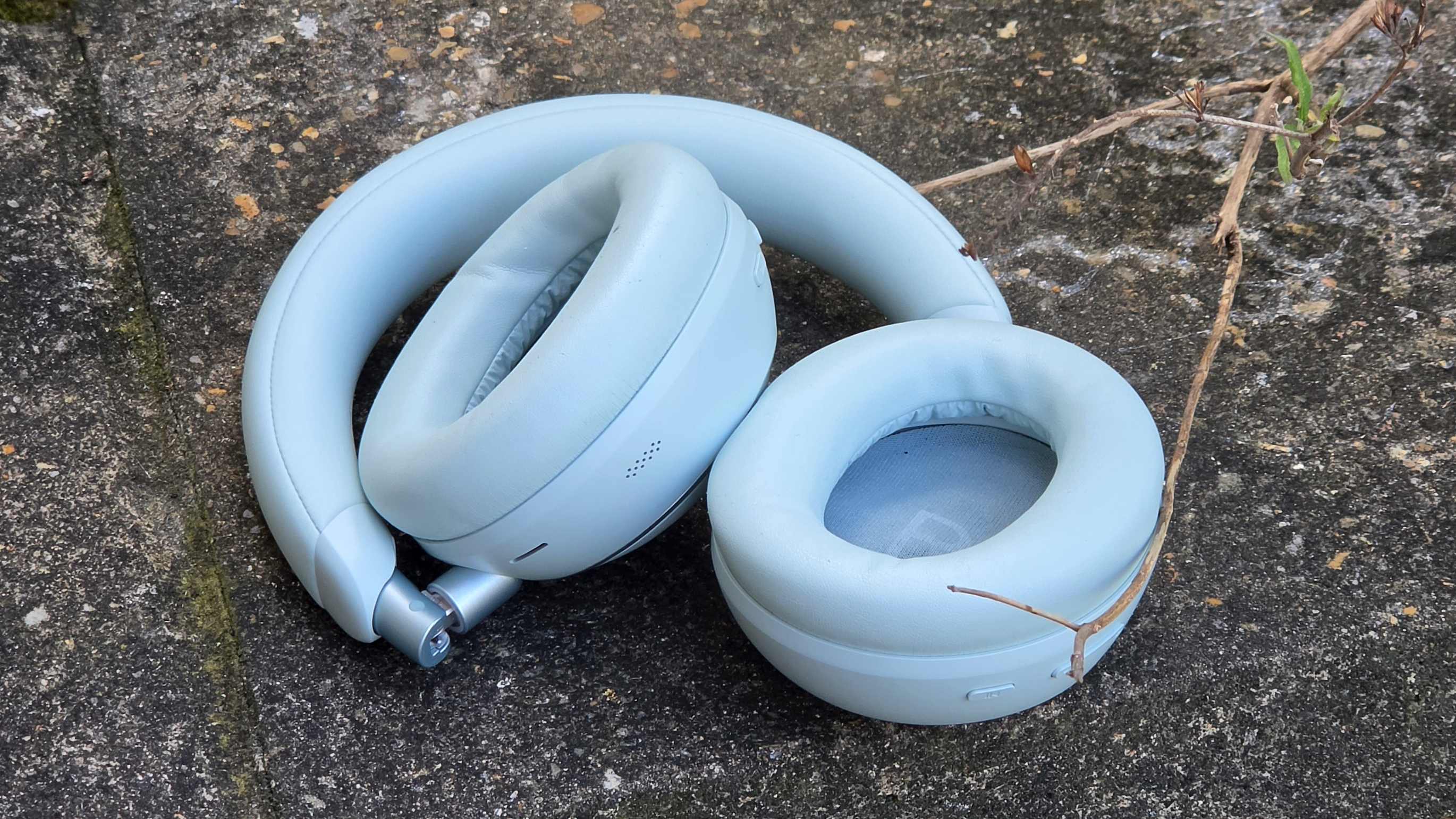 The Soundcore Space 2 on a stone ledge.