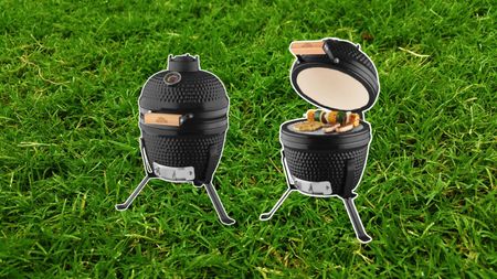 The kamado grill meister from Lidl on a grassy background