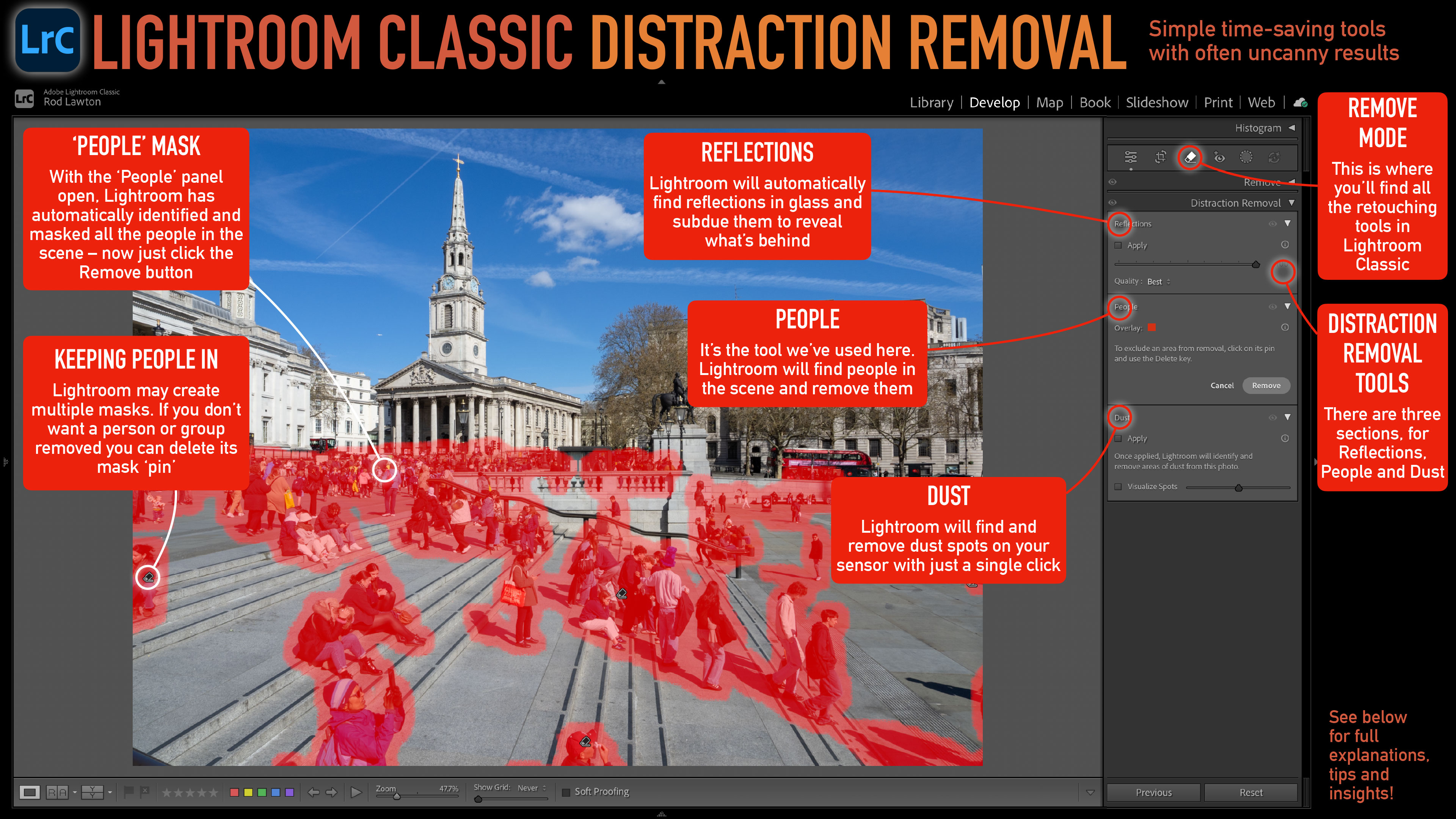 Lightroom Classic's Distraction Removal tools
