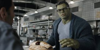 Avengers: Endgame The Hulk talks to Ant-Man over an oversize meal