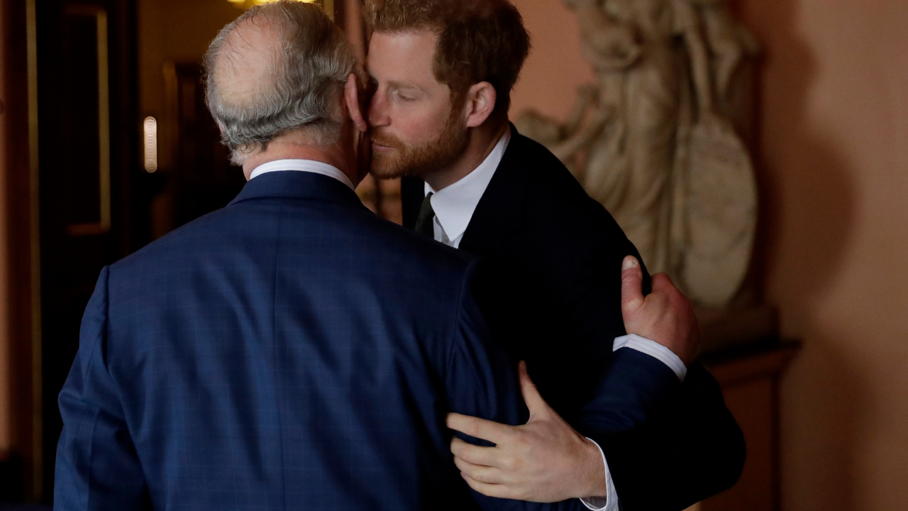 Prince Harry and Prince Charles, Prince of Wales arrive to attend the &#039;International Year of The Reef&#039; 2018 meeting at Fishmongers Hall on February 14, 2018 in London, England.