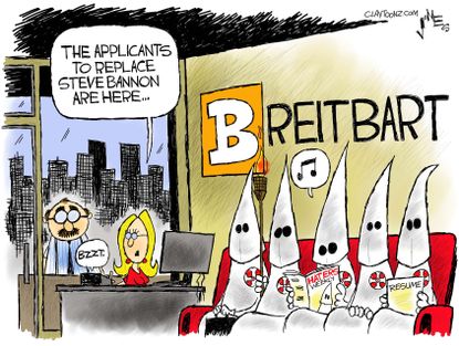 Political cartoon U.S. Breitbart Bannon firing KKK