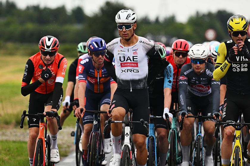 LEGNICA, POLAND - AUGUST 04: Filippo Baroncini of Italy and UAE Team Emirates - XRG competes during the 82nd Tour de Pologne 2025, Stage 1 a 199.7km stage from Wroclaw to Legnica on August 04, 2025 in Legnica, Poland. (Photo by Luc Claessen/Getty Images)