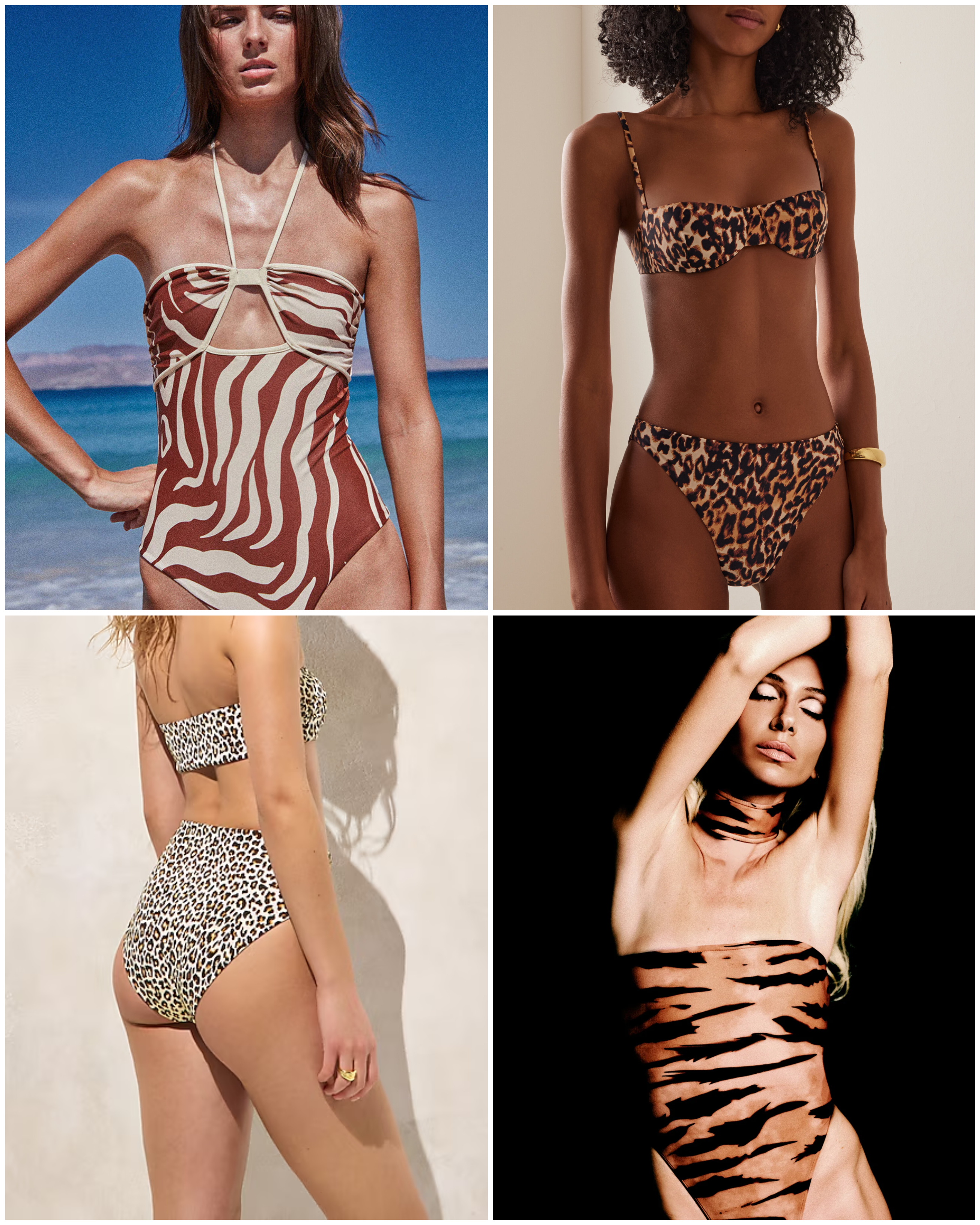 the 2025 animal print swimwear trend at Johanna Ortiz, Moda Operandi, J.Crew, Adriana Degreas