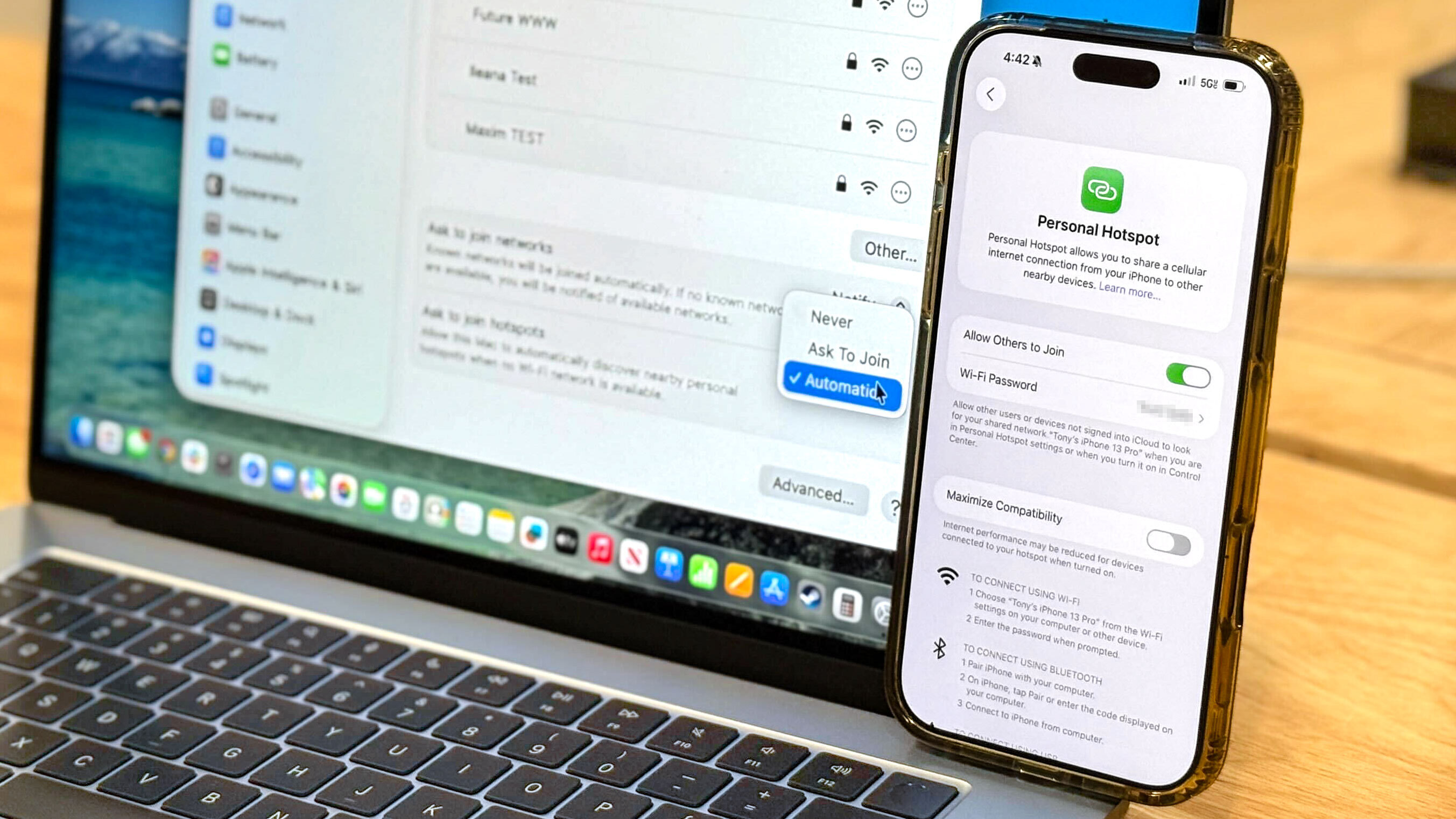macOS iphone hotspotting