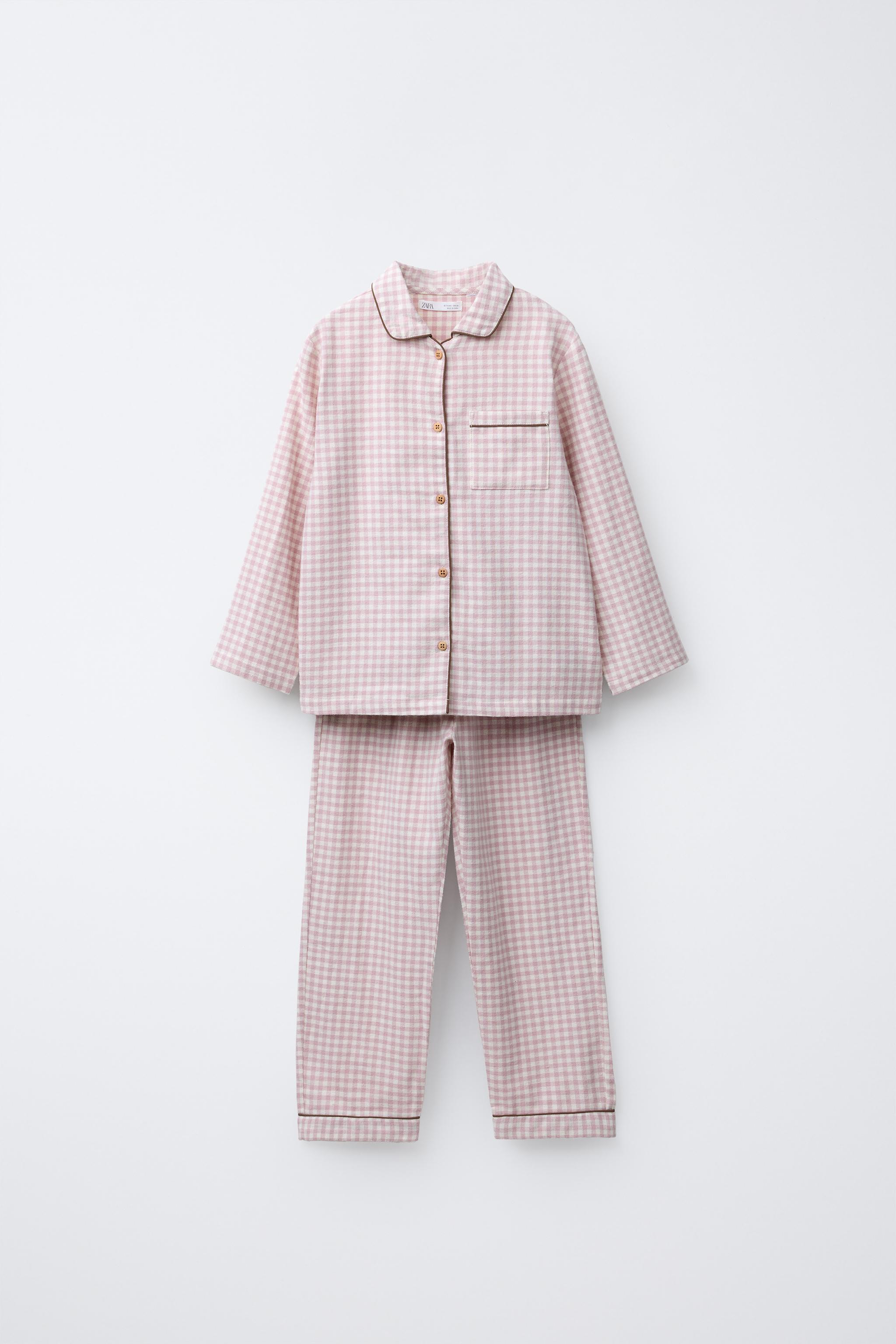 3-6 Years/ Gingham Flannel Pajamas
