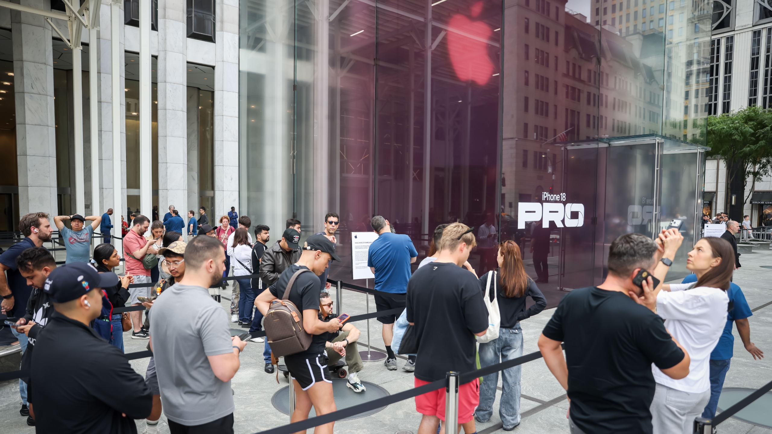 Queue at the 5th Avenue New York Apple Store for the launch of the iPhone 18 Pro