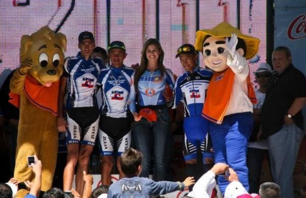 The full podium stage 11 riders team Zulia. 1-Vasquez 2-Camargo 3-Medina