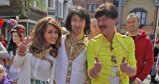 Looks like Marcus wants to break free (!) from 1960s'esque Maria and Sean's Freddie Mercury at the Jubilee party in 2012…