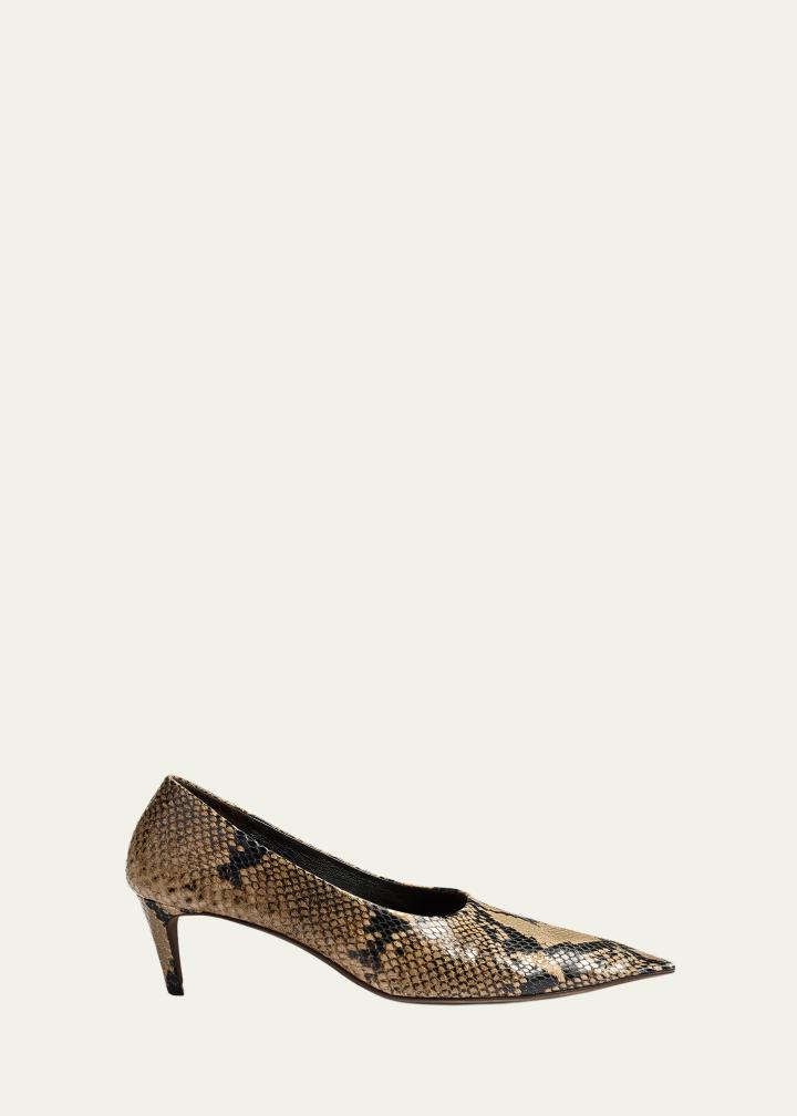 50mm Marlene Snake-Printed Leather Pumps