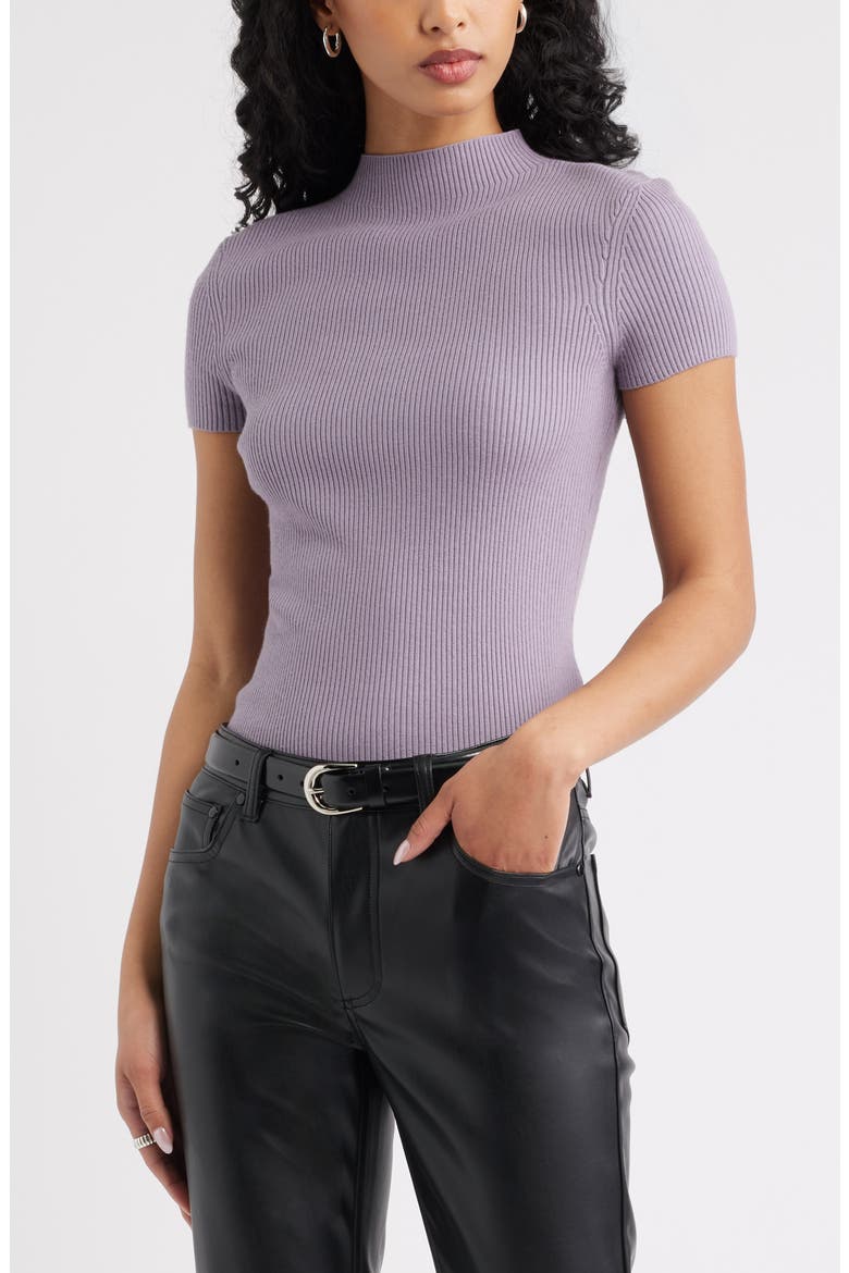 Rib Knit Mock Neck Sweater