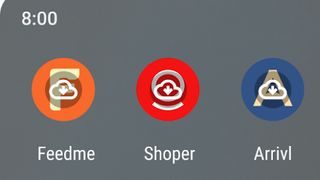 Android app icons with a cloud download icon, indicating they've been archived