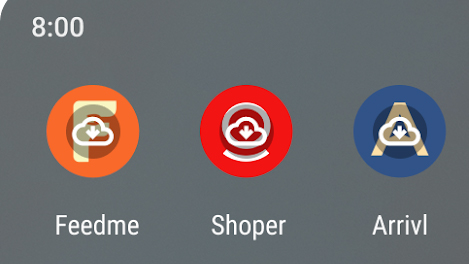 Android-App-Symbole mit einem Cloud-Download-Symbol, das anzeigt, dass sie archiviert wurden