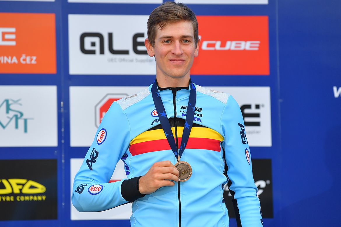 Bronze medalist Toon Aerts after the men's elite race at the European Cyclo-cross Championships