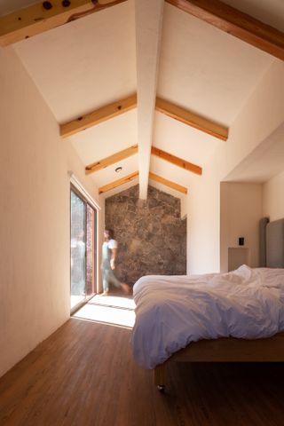 bedroom with wooden floor