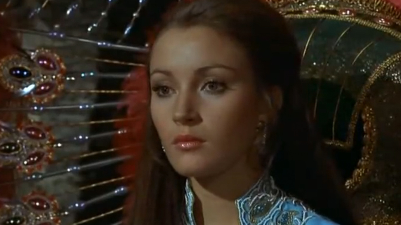 A close up of Jane Seymour staring into space in Live and Let Die