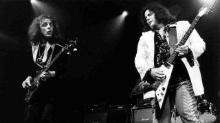 Jack Bruce and Leslie West performing onstage in 1972