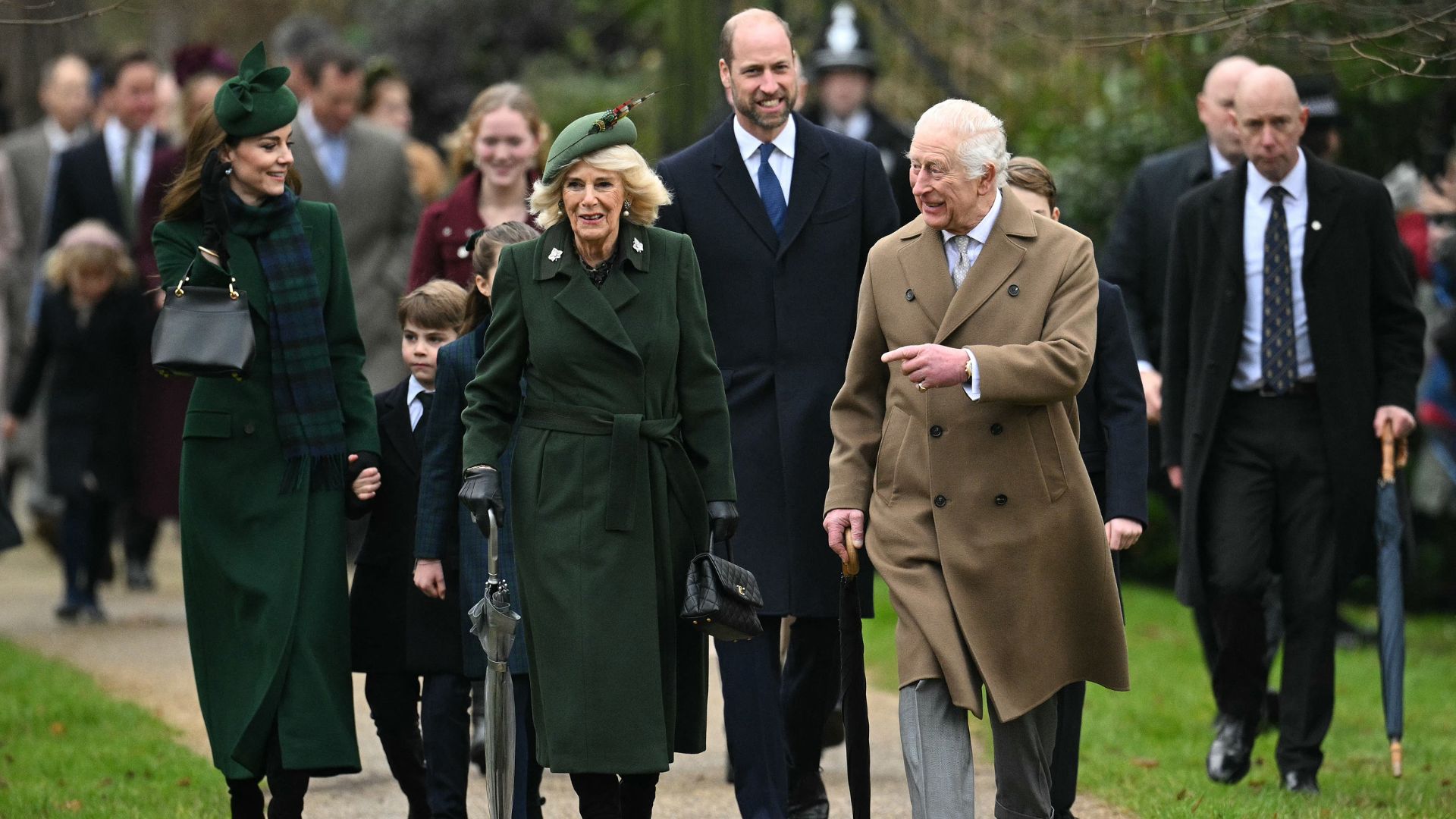 The Royal Family, led by Queen Camilla and King Charles, attend church at Sandringham on Christmas Day, 2024