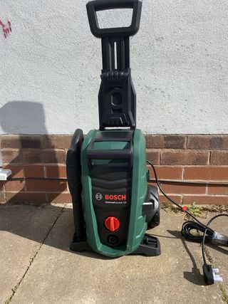 fully assembled Bosch pressure washer on patio