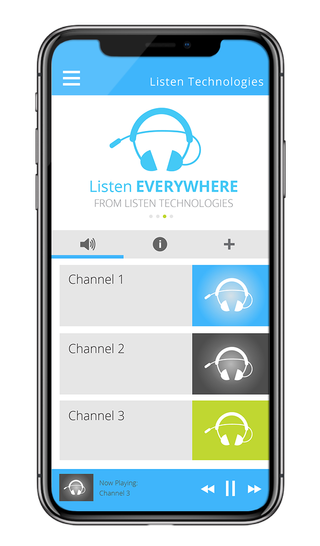 Listen Everywhere is a Wi-Fi-based system designed to support thousands of listeners and over 50 channels.