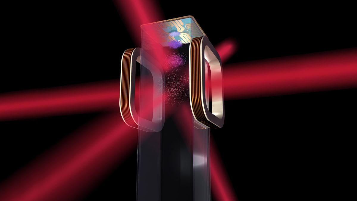 Artist&#039;s illustration of an atom chip for use by NASA&#039;s Cold Atom Laboratory (CAL), which will use lasers to cool atoms to ultracold temperatures. CAL is scheduled to launch to the space station in August 2017.