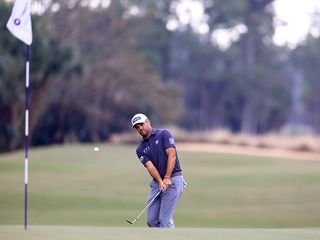 PGA Tour star Corey Conners playing a chip and run shot at the Grant Thornton Invitational in December 2024