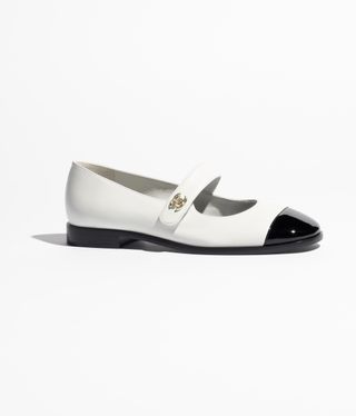 Chanel, Calfskin 
Patent Calfskin Mary Jane Flats