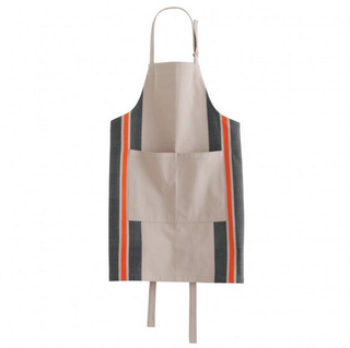 Beige apron with colorful stripes on side