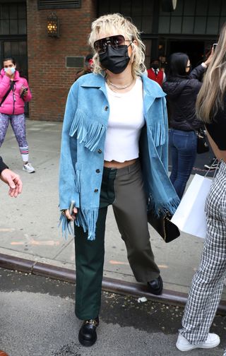Miley Cyrus is seen on May 07, 2021 in New York City.