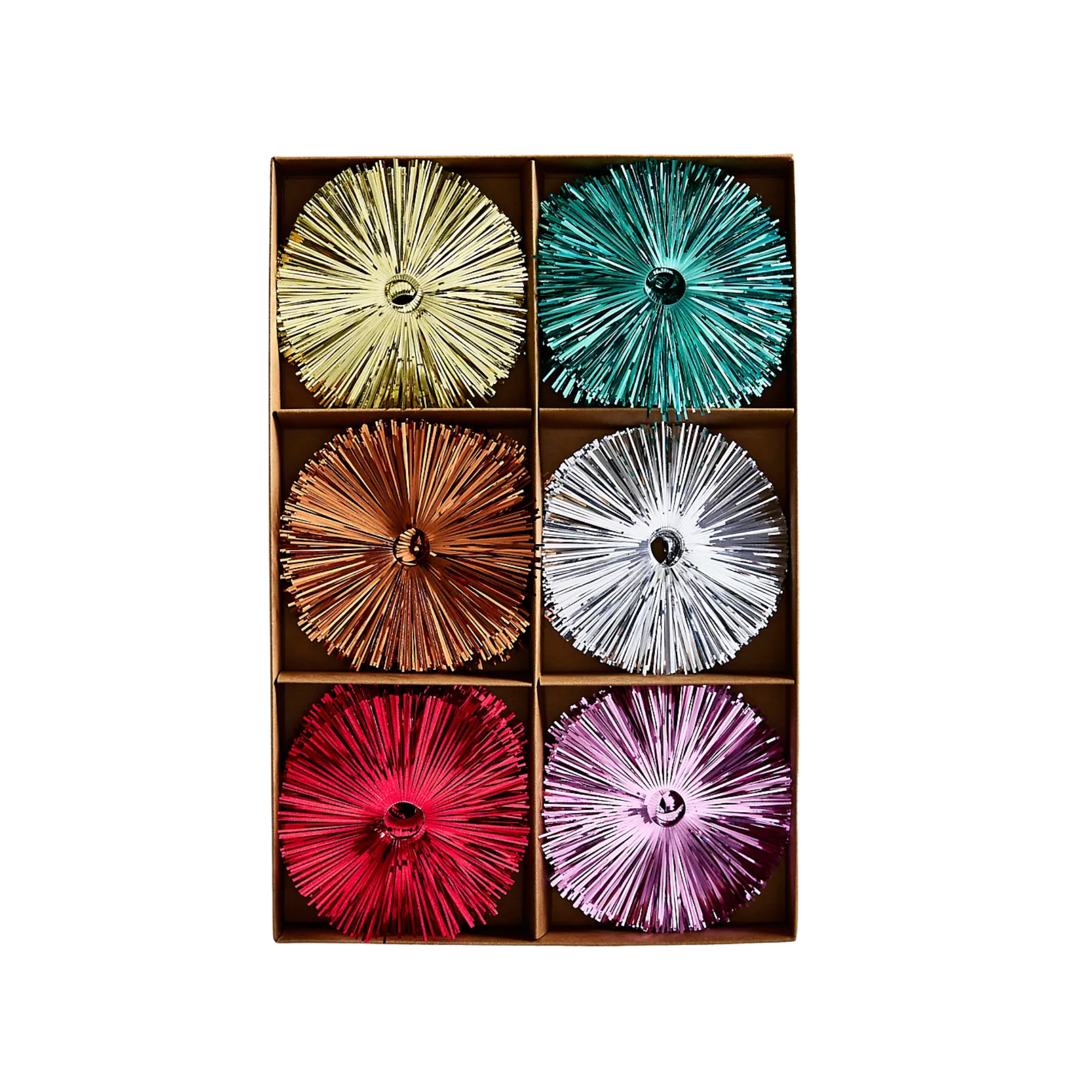 an assortment of tinsel light reflectors