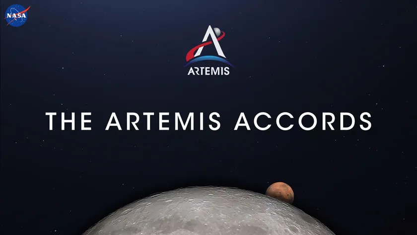 Graphic showing the the artemis accords logo above white text reading \