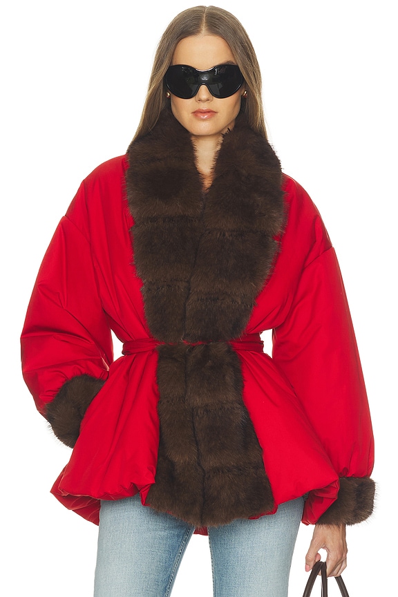 Bubbled Puffer With Faux Fur