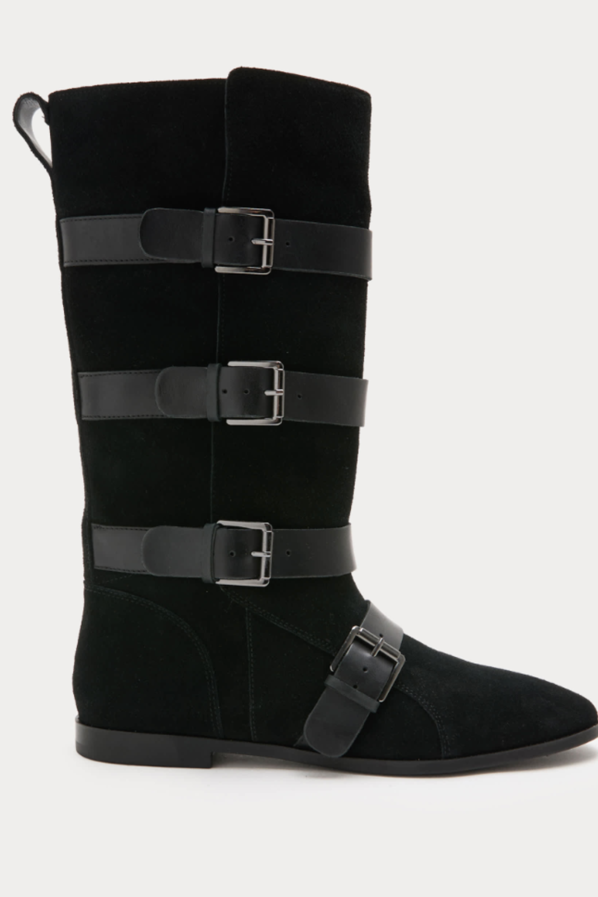 M&amp;amp;S, Suede Buckle Strap Mid Calf Flat Boots