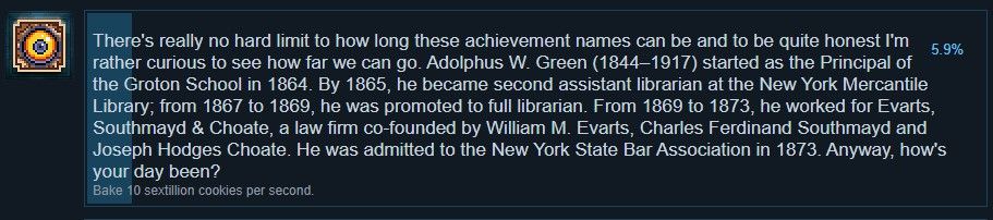 Lengthy text for a Cookie Clicker achievement