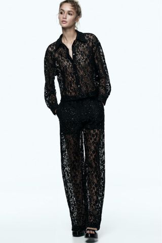 Zara Lace Shirt with Sequins