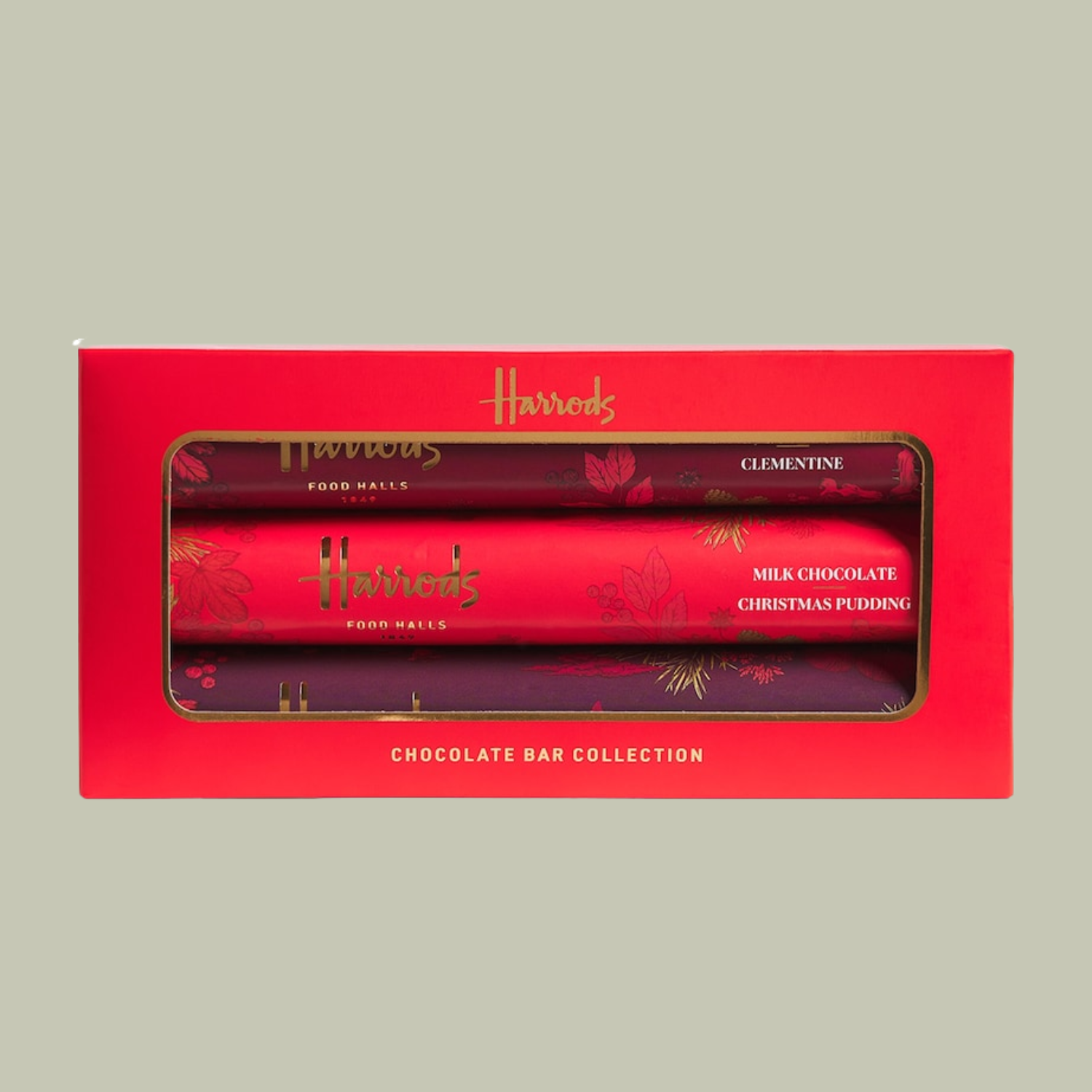 A box of festive chocolate bars