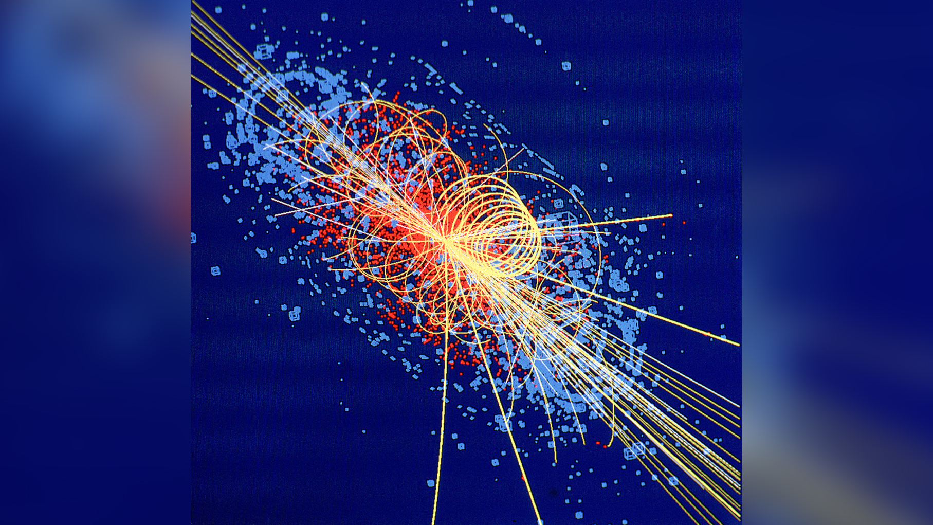 This trace is an example of simulated data modeled for the CMS detector on the Large Hadron Collider (LHC) at CERN, which began collecting data in 2008.