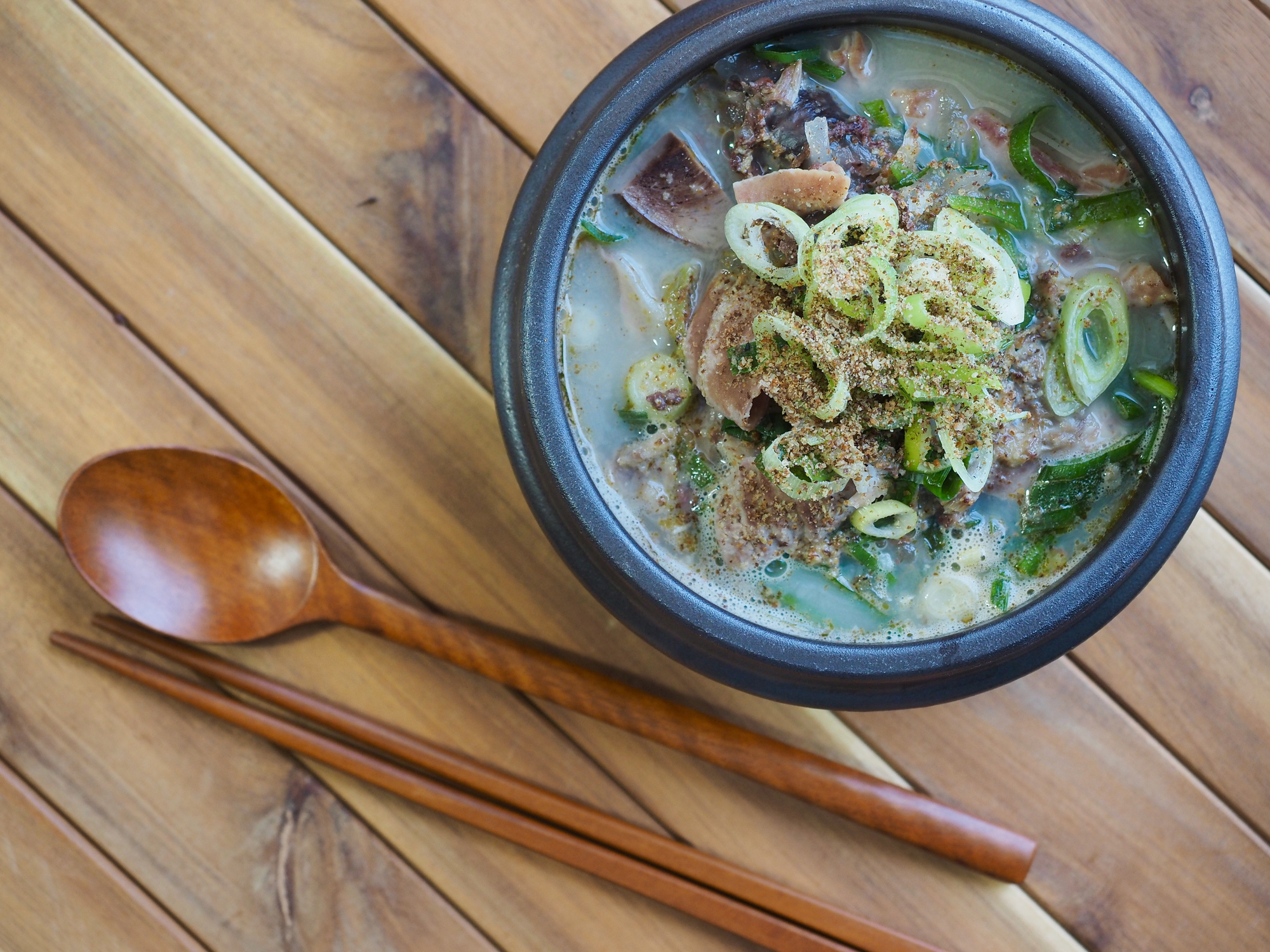 Korean food Sundae soup, sundae gukbap
