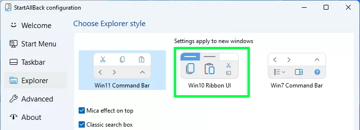 StartAllBack Enable Ribbon File Explorer