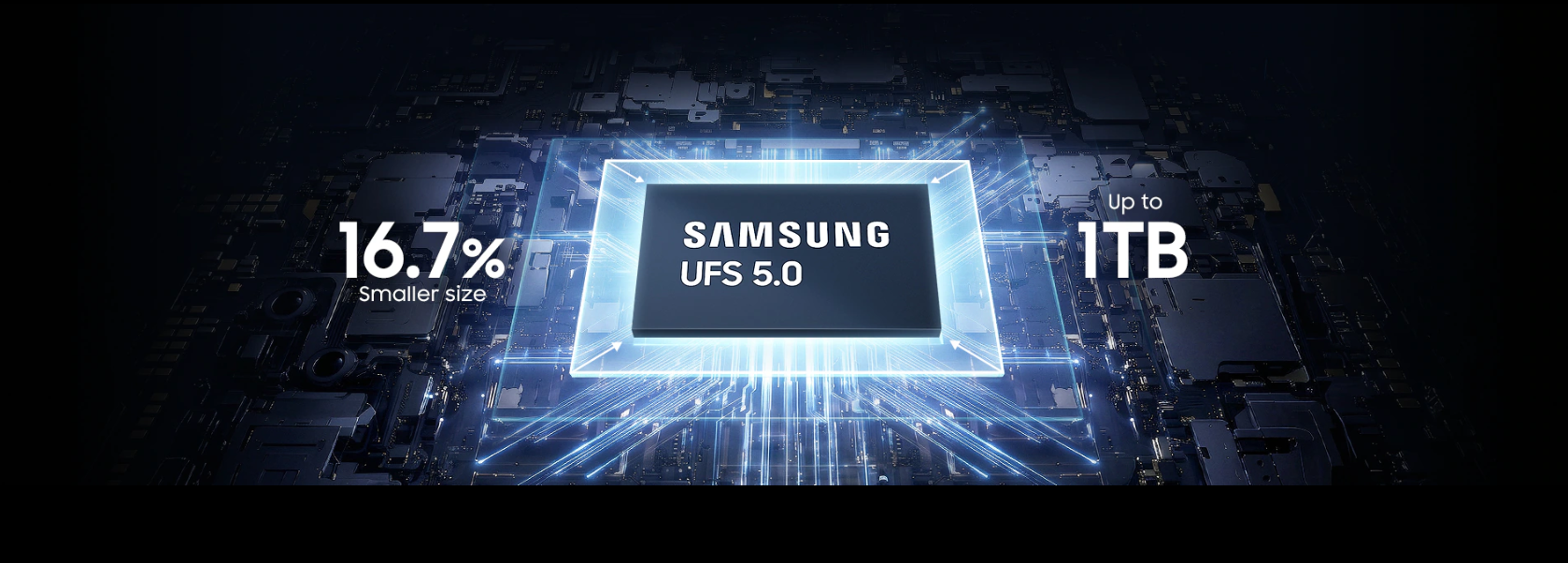 A promotional image for UFS 5.0 by Samsung