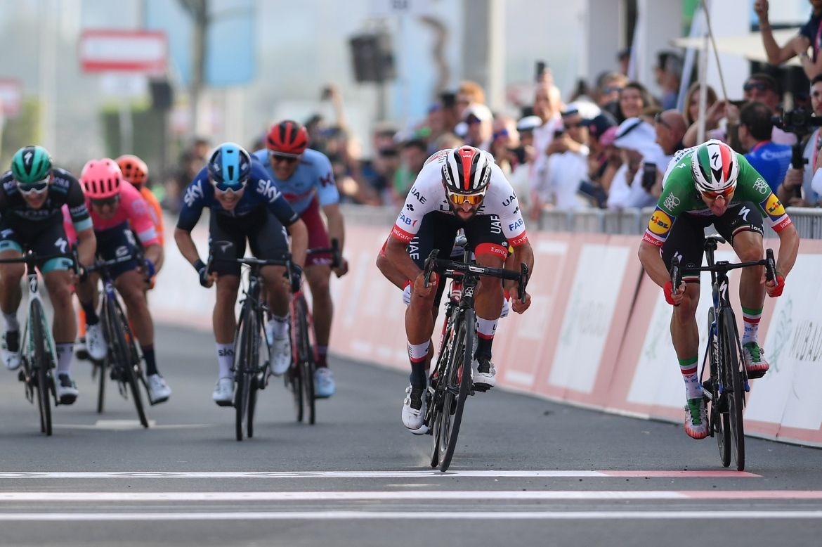 Gaviria and Viviani's sprint was a close-fought affair