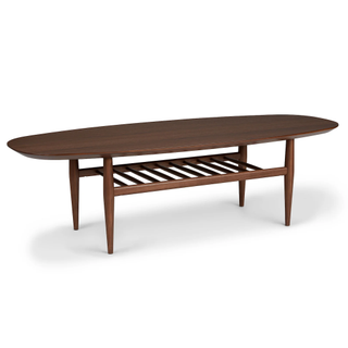 mid-century modern coffee table in walnut finish