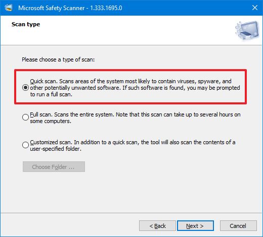 Msert Virus Scan Options