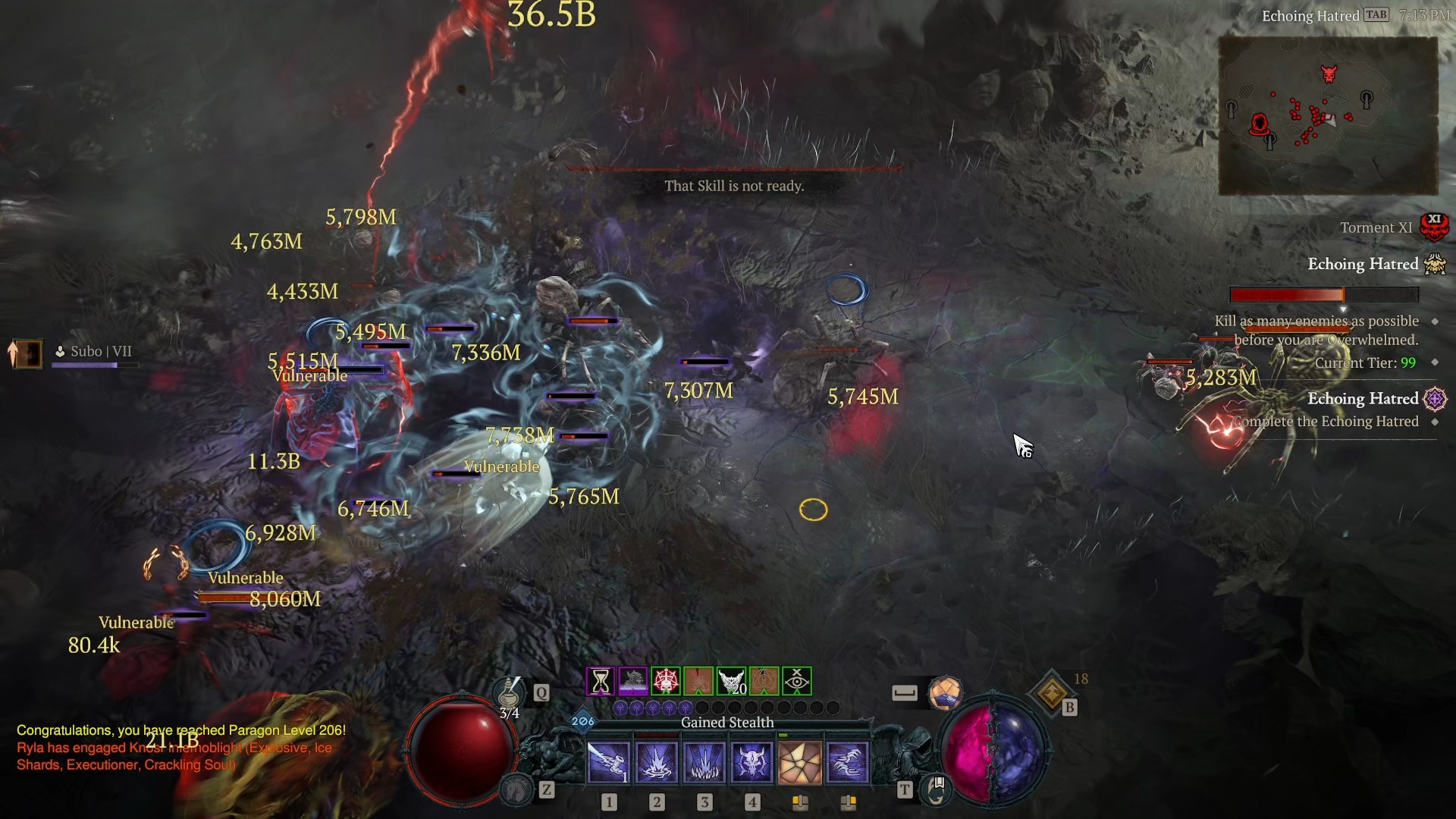 A screenshot of the early access review build of Diablo 4: Lord of Hatred. Hordes of enemies crowd a warlock player as their massive demon smashes them apart.