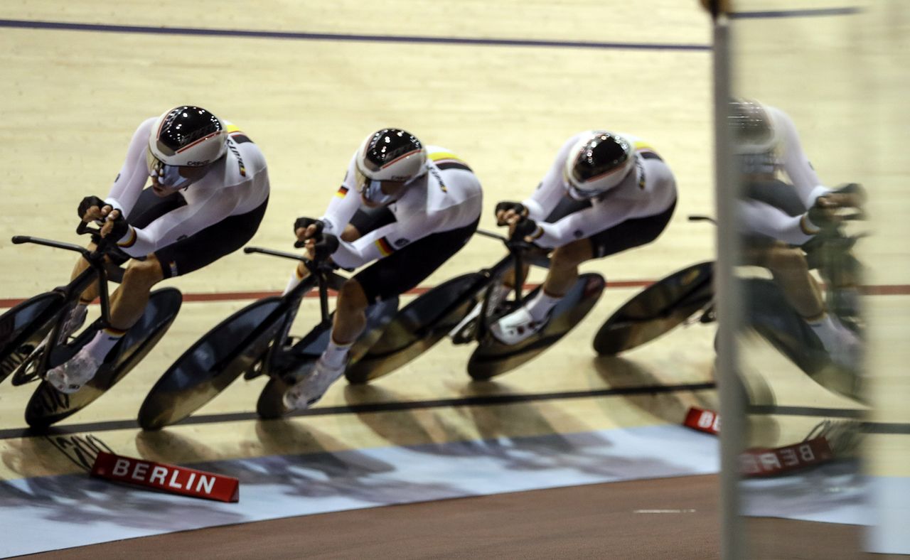 The German team during their qualifying effort