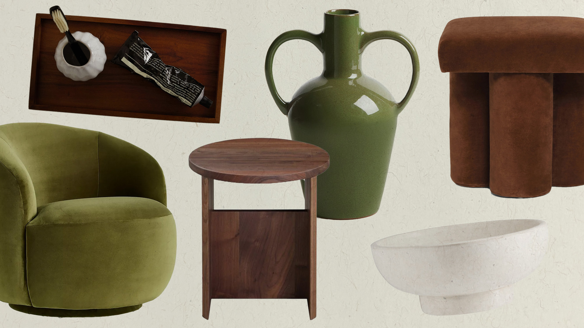 Photo collage of different home furnishings.
