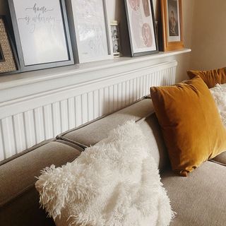 swyft sofa with furry cuhions